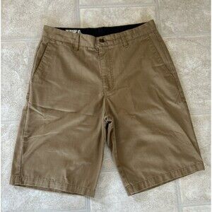Volcom Mens 32x10 Brown Flat Front Frickin Too Chino Short
